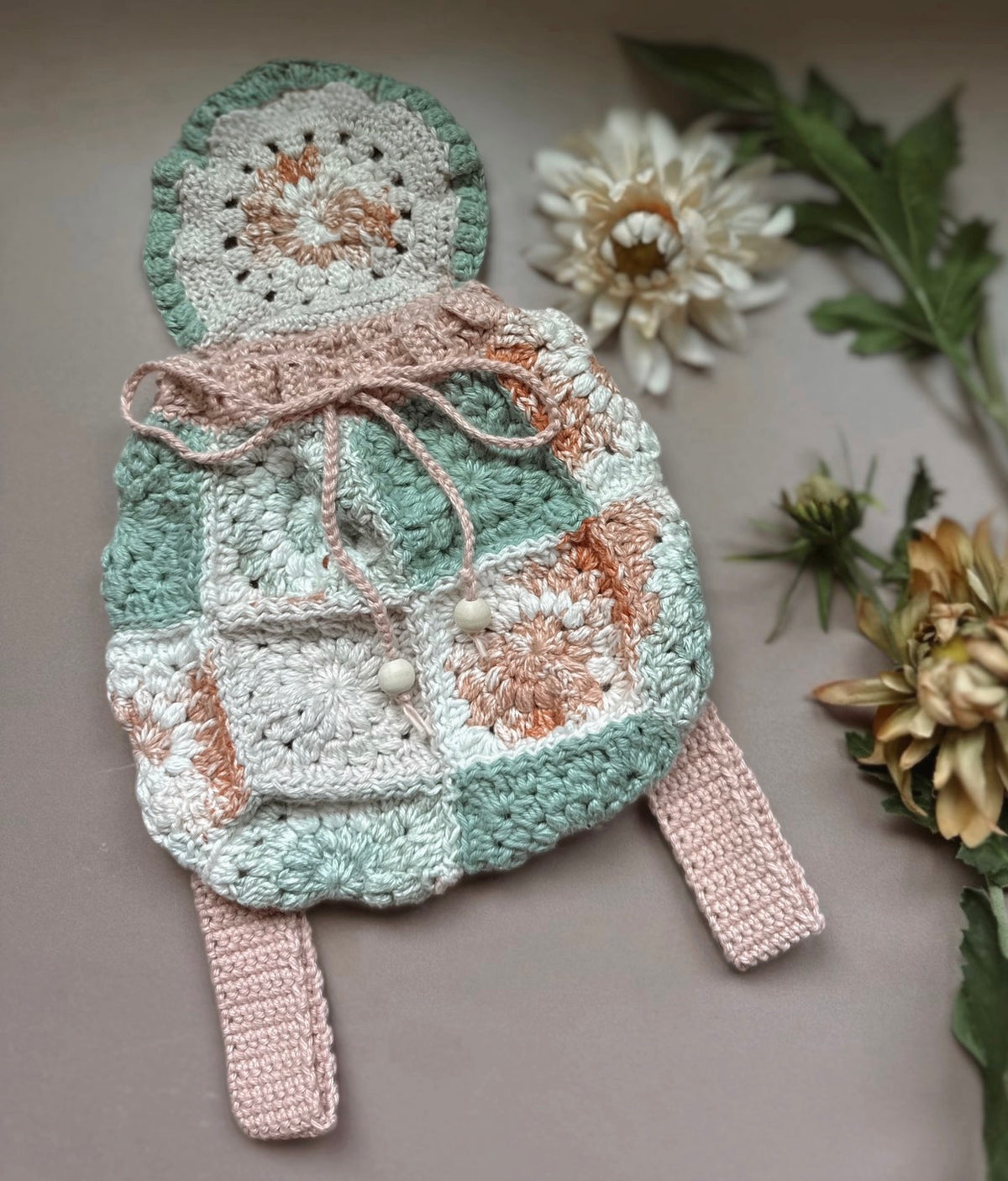 Handmade Crochet Patchwork Backpack